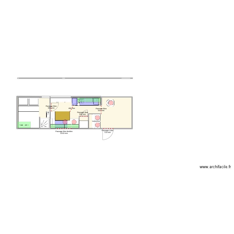 Schoolabus. Plan de 4 pièces et 15 m2