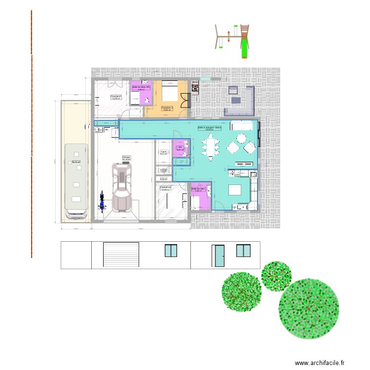 Grande ch. Plan de 12 pièces et 219 m2