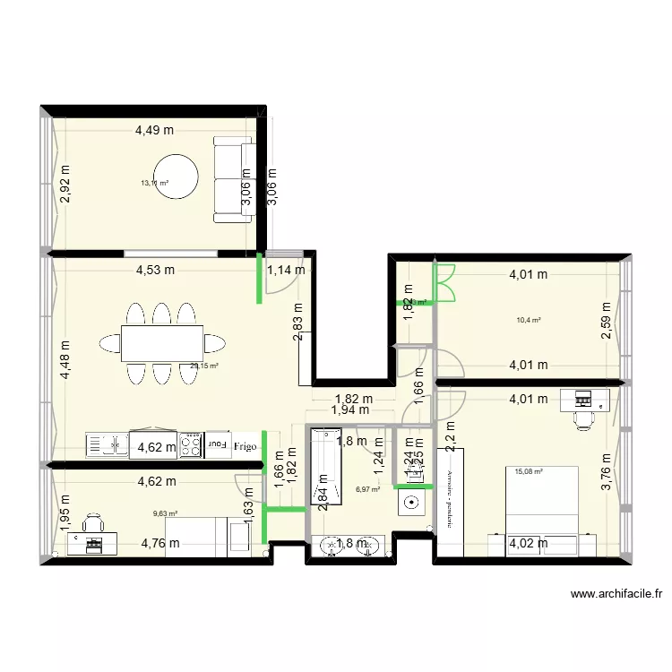 Appart 50 Charonne_Option 1. Plan de 7  et 86 m²
