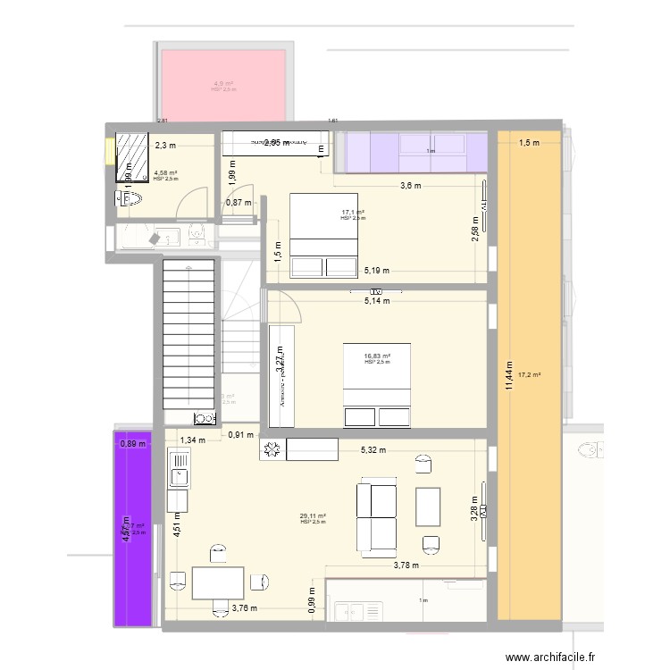 pc modificatif 3. Plan de 42 pièces et 466 m2