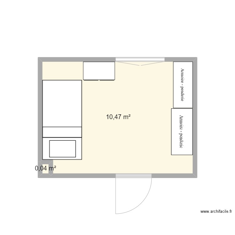 chambre MOI. Plan de 2 pièces et 11 m2