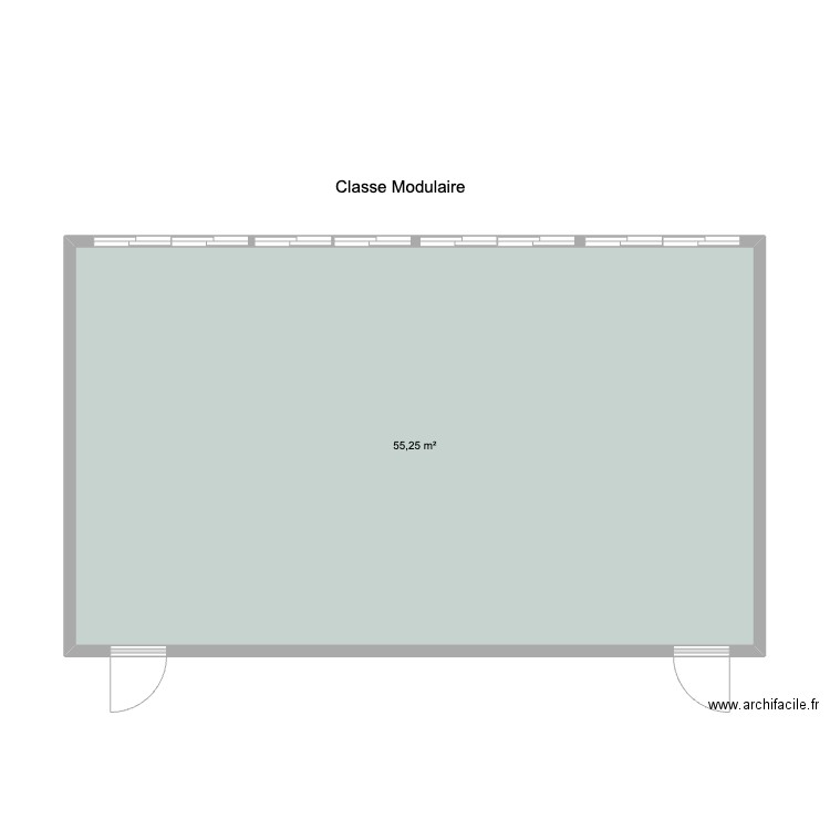 Classe modulaire Daudet. Plan de 1 pièce et 55 m2