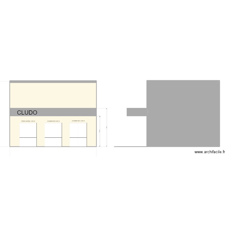 FACADE 3. Plan de 3 pièces et 100 m2