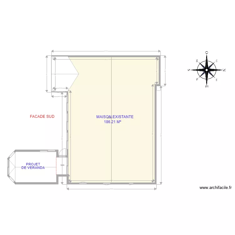 VERANDA MACONNEE  AVEC SAS PLAN DE MASSE. Plan de 