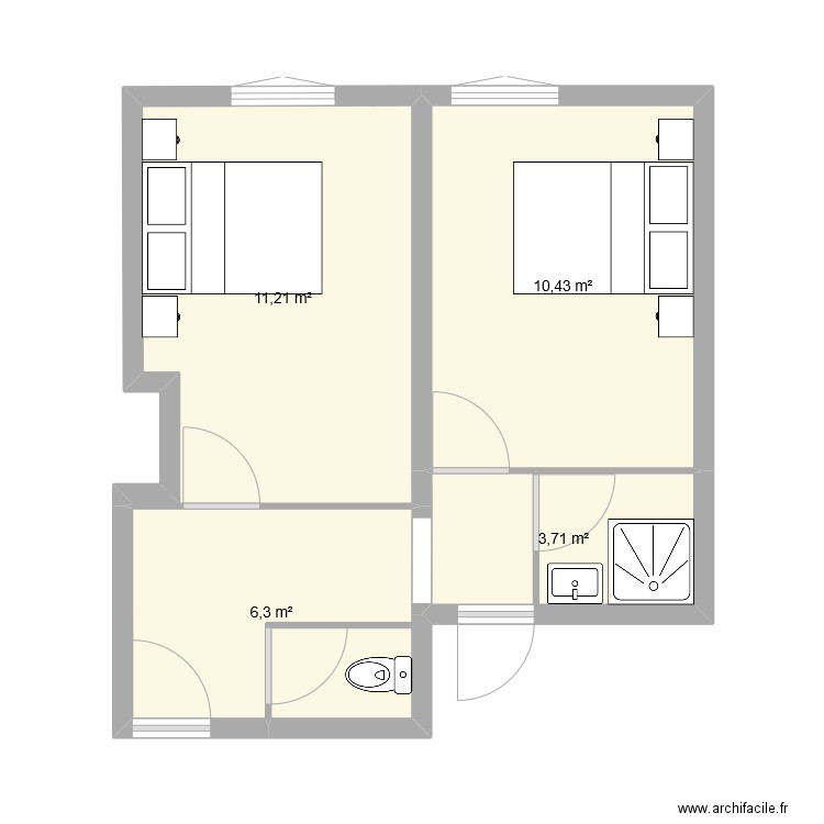 vouglan. Plan de 4 pièces et 32 m2