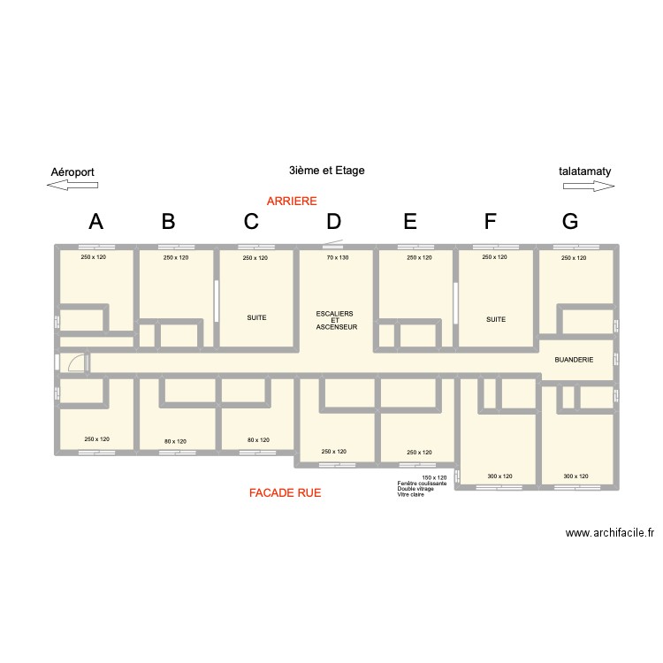 Ouvertures portes 2ième ET. Plan de 30 pièces et 47 m2