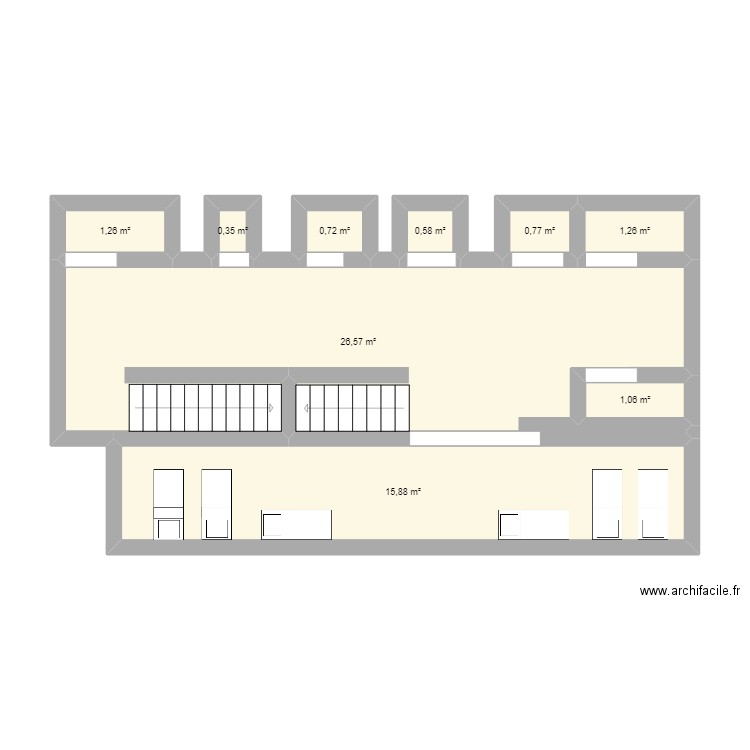 couloir. Plan de 9 pièces et 48 m2