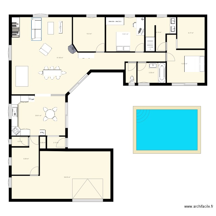 8081Lauret ou pas 123. Plan de 13 pièces et 194 m2