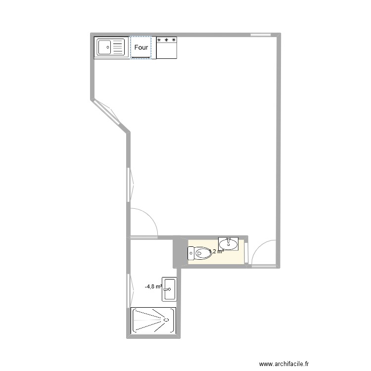 T2 Issy les Moulineaux Projet. Plan de 2 pièces et 5 m2