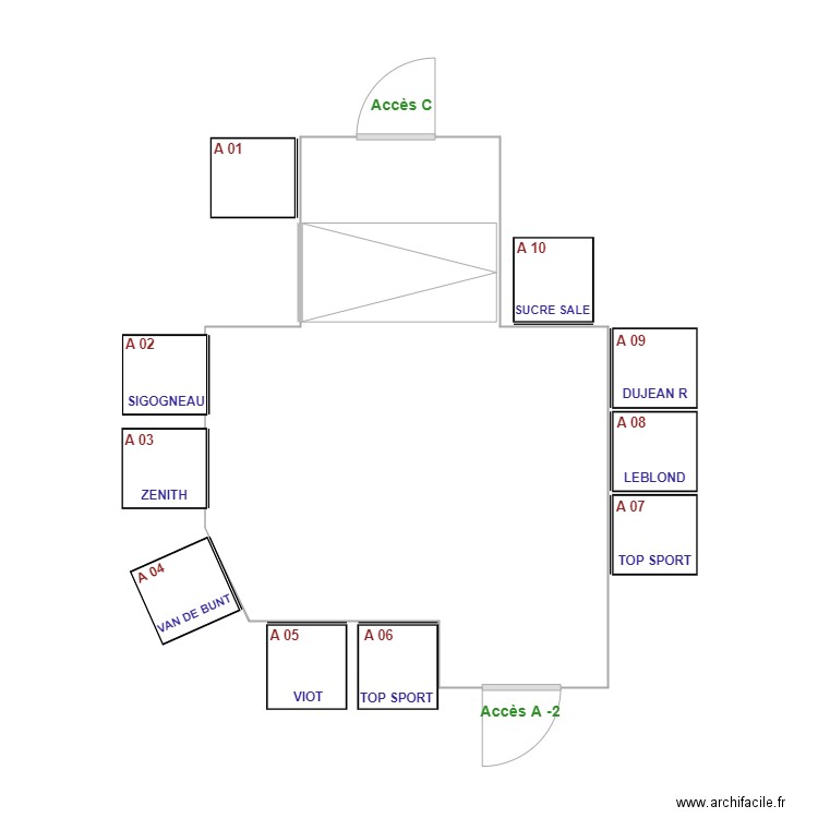 Garages A  côté C. Plan de 1 pièce et 17 m2