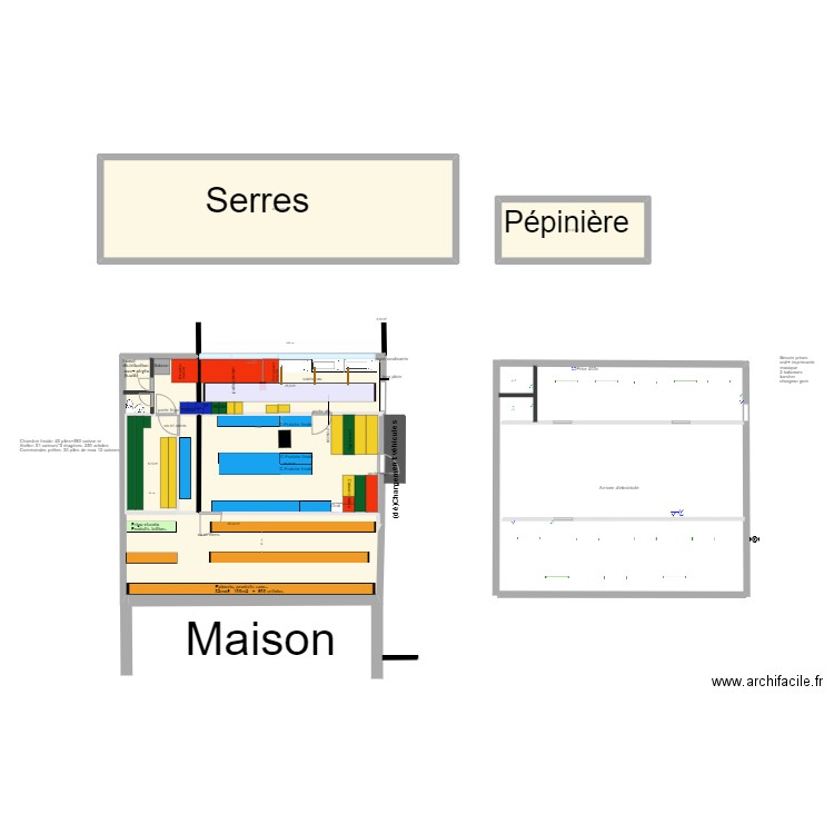 chambre froide vide. Plan de 7 pièces et 265 m2