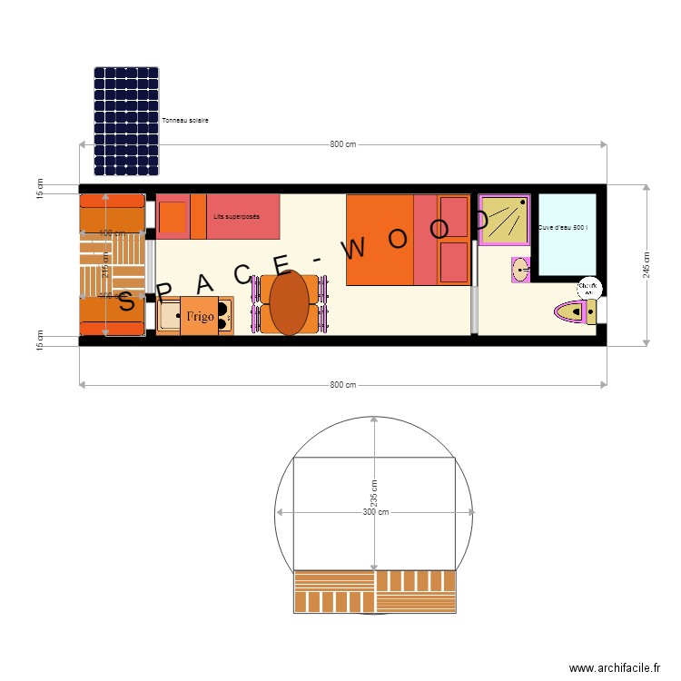 TONNEAU   245x800 autonome Plan 1. Plan de 0 pièce et 0 m2