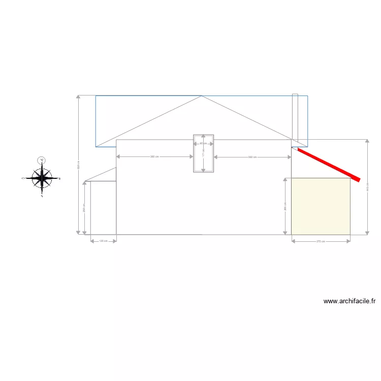 Mams Façade Nord avec extension. Plan de Mams Façade Nord avec extension. Plan de