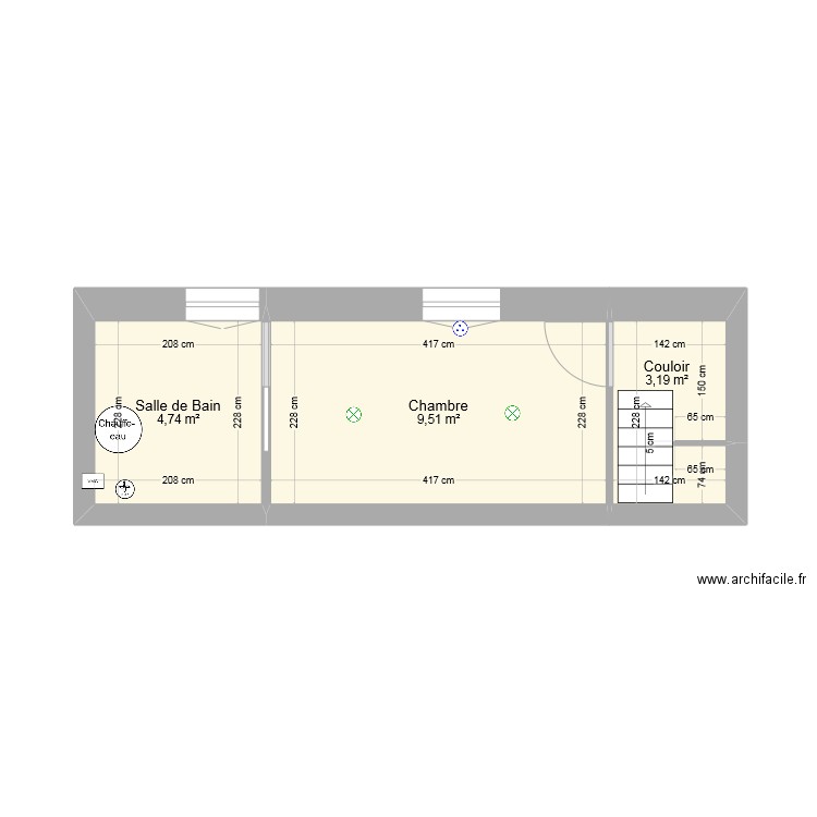 Longjumeau 2. Plan de 3 pièces et 17 m2