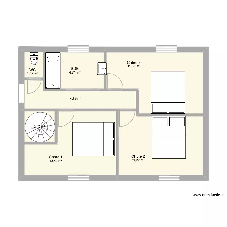 étage extension 2 Rouelles bis. Plan de 7 et 46 m² étage extension 2 Rouelles bis. Plan de 7 et 46 m²
