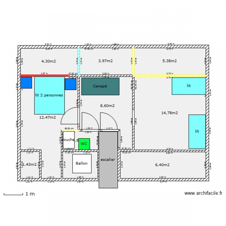 comble-3 ch 1 salle de bain WC. Plan de 0 pièce et 0 m2