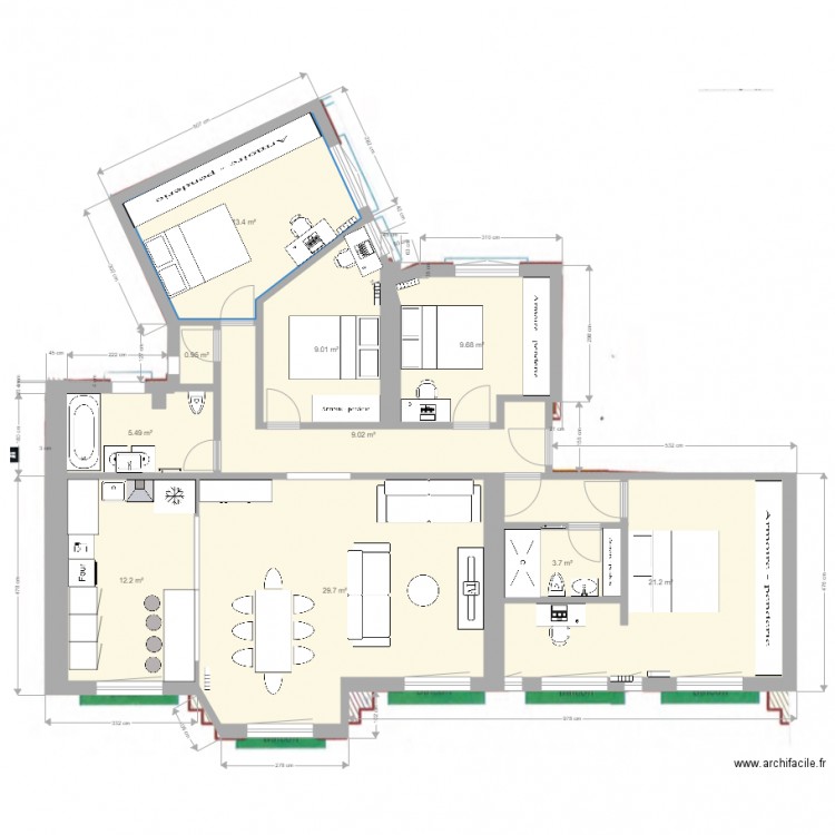 base cotée Jaures projet 1. Plan de 0 pièce et 0 m2