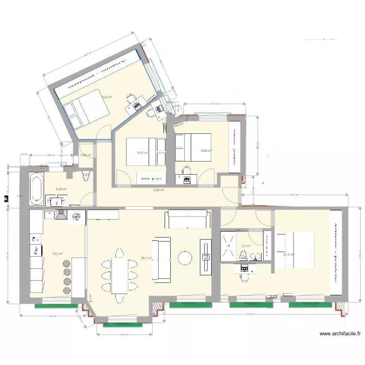 base cot&eacute;e Jaures projet 1. Plan de 