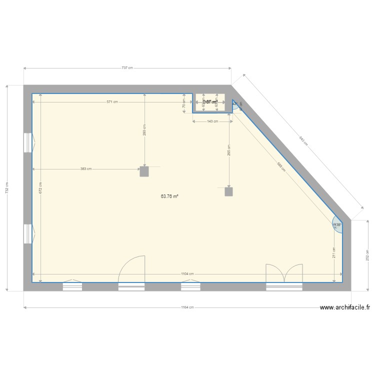 RdC vide vide. Plan de 0 pièce et 0 m2