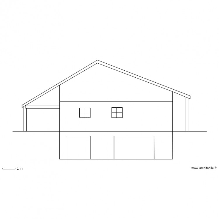 facade sud. Plan de 0 pièce et 0 m2