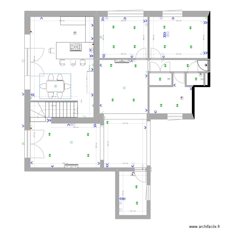 appart kro et jerry IMPLANTATION ELEC. Plan de 10 pièces et 117 m2