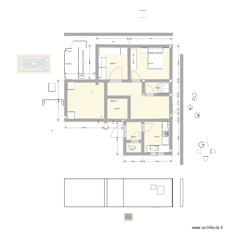 plan maison x m2. Plan de 7 pièces et 64 m2