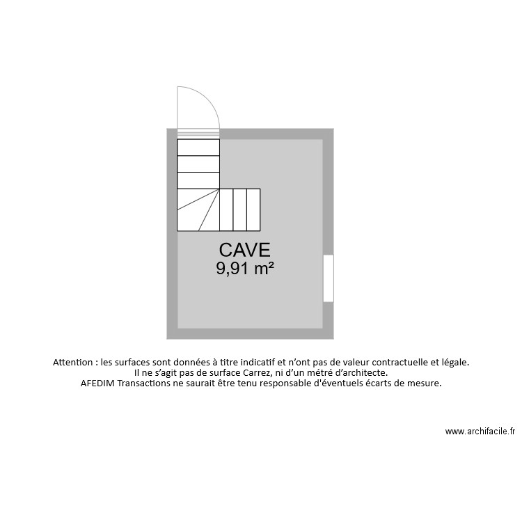 BI 7129 CAVE . Plan de 1 pièce et 10 m2