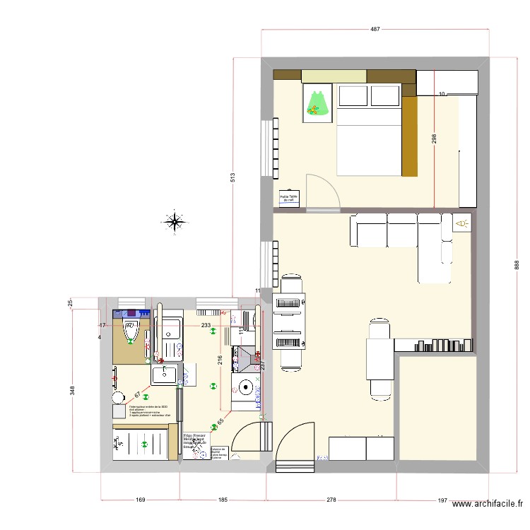 Jardiniers TT 10/04/23 plans SDD CUISINE. Plan de 3 pièces et 45 m2