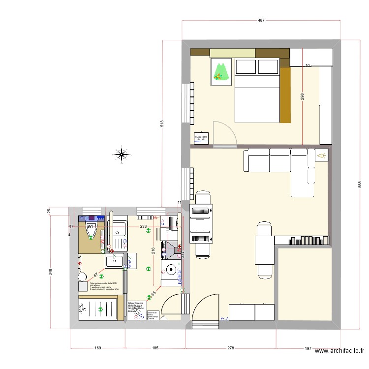 Jardiniers TT 10/04/23 plans SDD CUISINE. Plan de 3 pièces et 45 m2