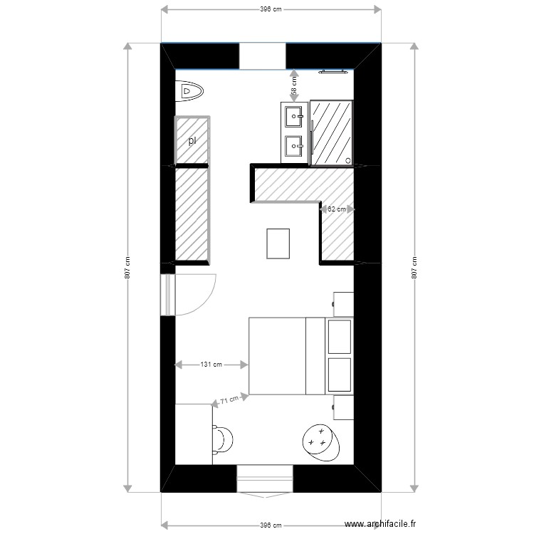 Module 12 ex1  version 1. Plan de 4 pièces et 22 m2