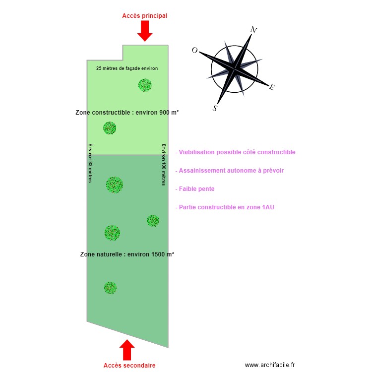 Plan aubert. Plan de 2 pièces et 2446 m2