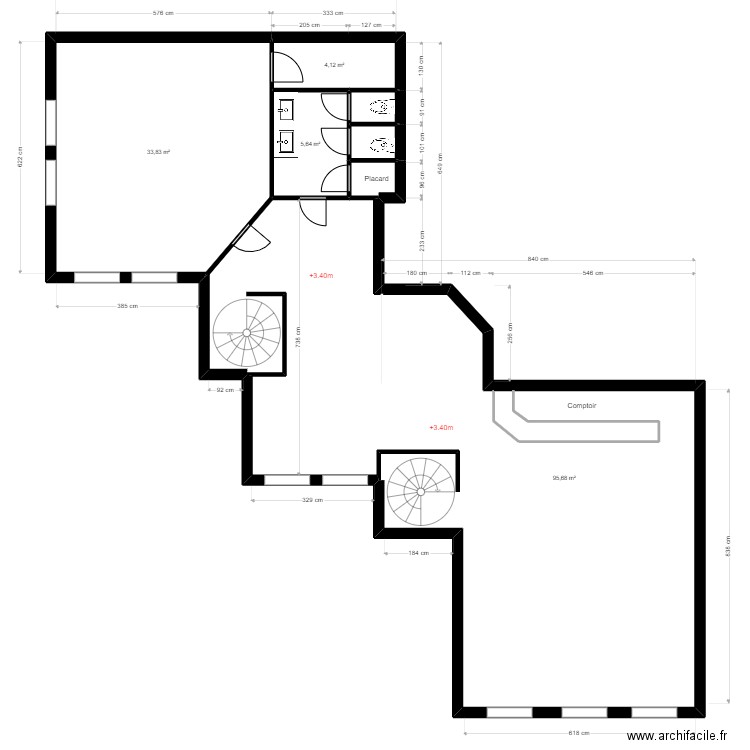 Greta Padovani Etage . Plan de 7 pièces et 142 m2