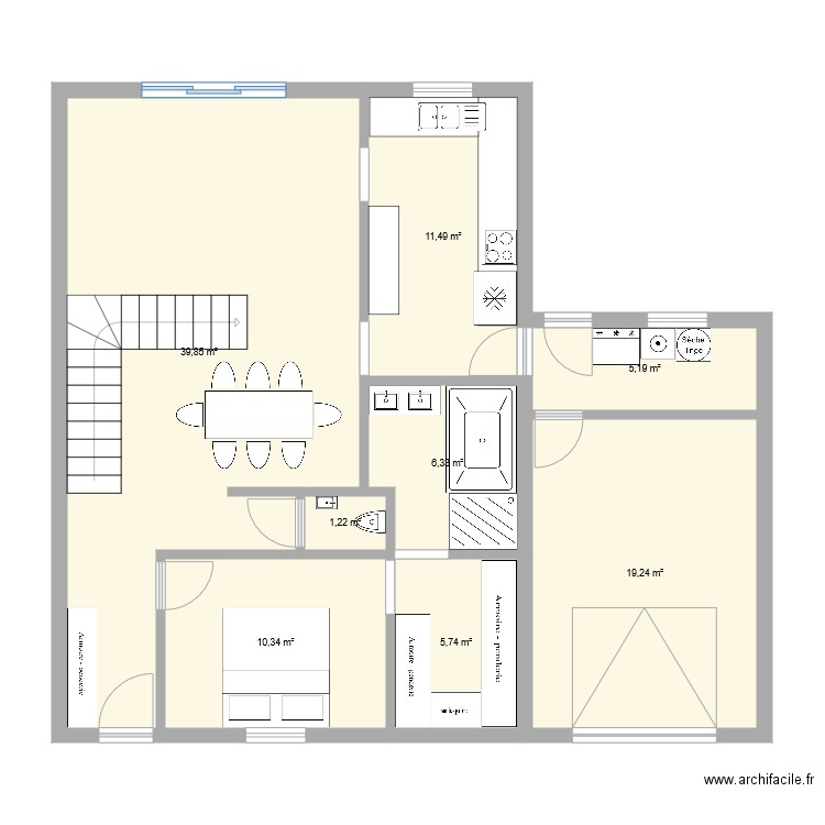 PLAN RDC BIS. Plan de 8 pièces et 99 m2