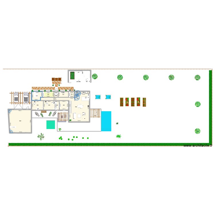 Boyeux. Plan de 15 pièces et 137 m2