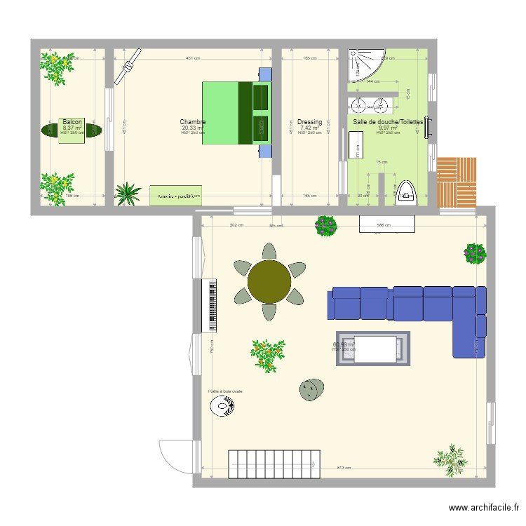 Extension Mancey 4. Plan de 5 pièces et 107 m2