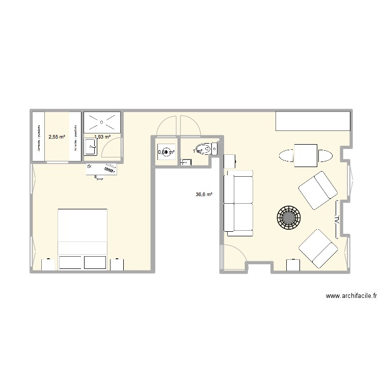 161 GRENELLE 2. Plan de 5 pièces et 43 m2