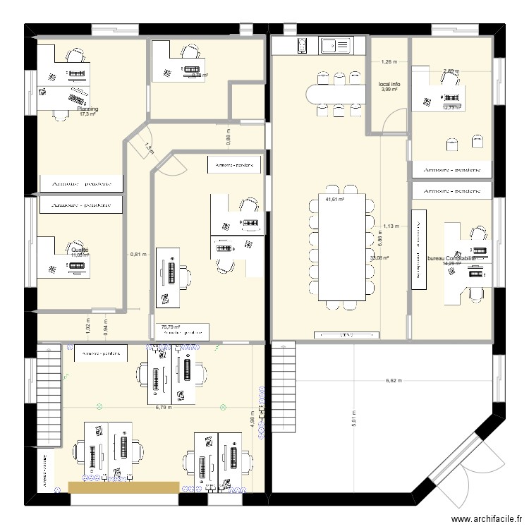 1er etage réél. Plan de 9 pièces et 295 m2