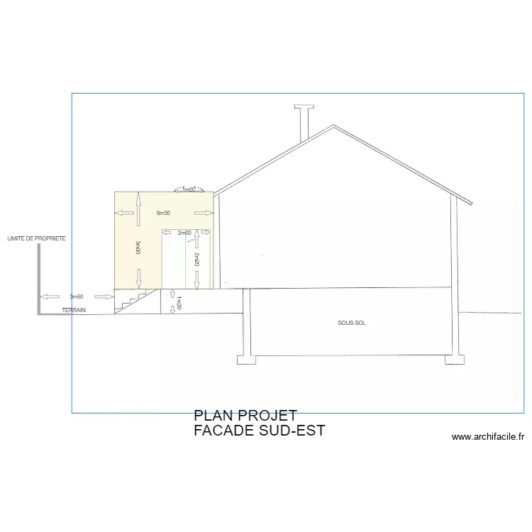 DP maison cote ouest. Plan de DP maison cote ouest. Plan de