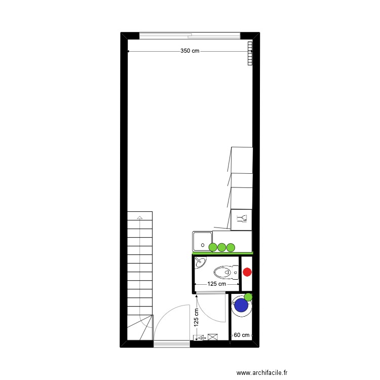 bartin rdc projeté plombier. Plan de 1 pièce et 29 m2