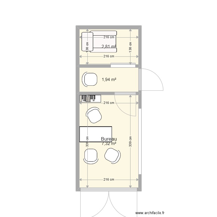  Neimry 1 facade. Plan de 3 pièces et 12 m2