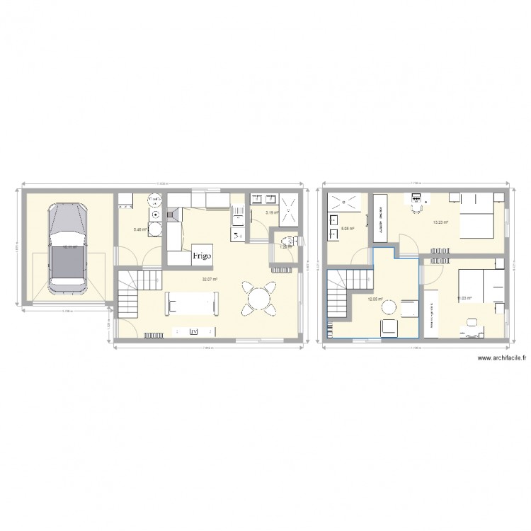 projet maison à étage. Plan de 0 pièce et 0 m2