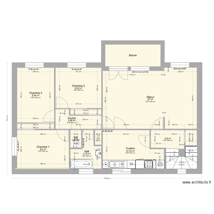Cotations 1er étage existant. Plan de 0 pièce et 0 m2
