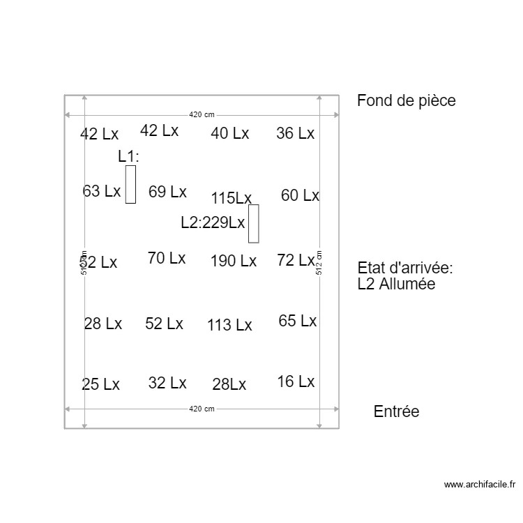 Lumi&egrave;re bureau PCC etat 1. Plan de 