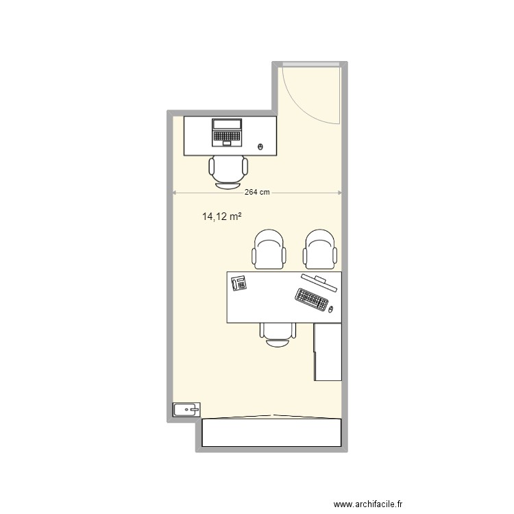 bureau mel. Plan de 1 pièce et 14 m2