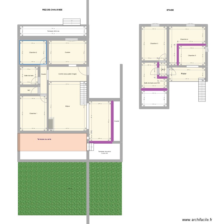 Genêts actuel. Plan de 19 pièces et 156 m2