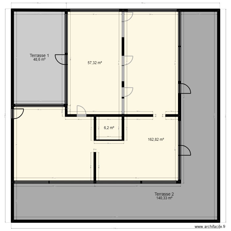 B77PC84L Existant. Plan de 5 pièces et 415 m2