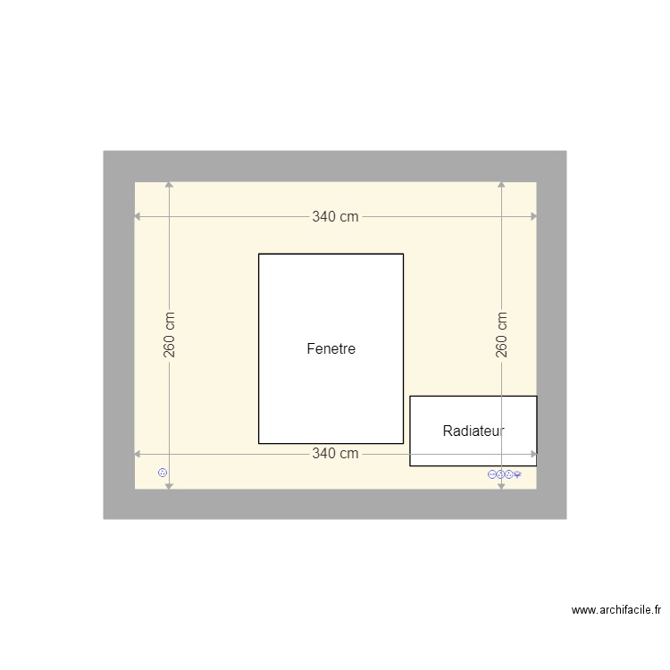 Vue plane Chambre cour. Plan de 0 pièce et 0 m2