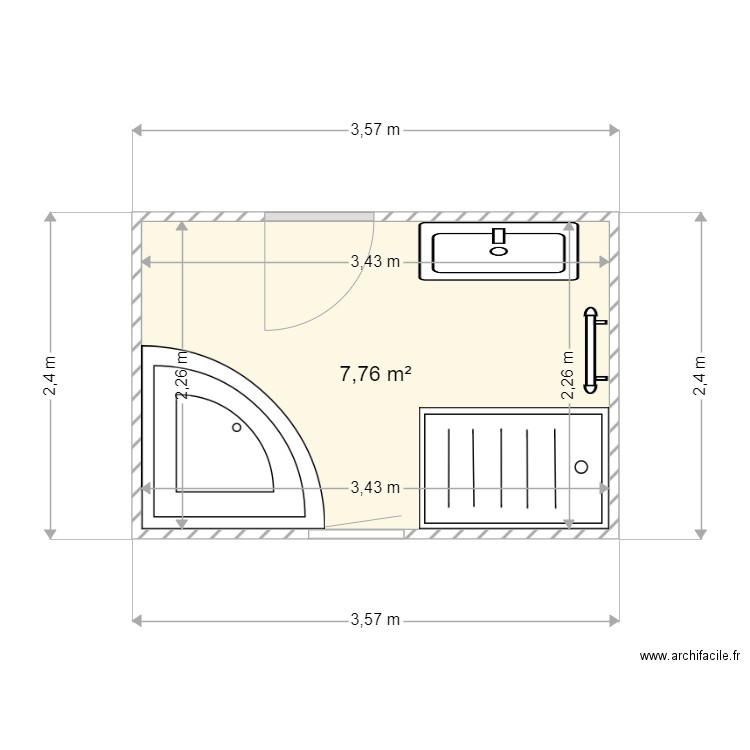 cally . Plan de 1 pièce et 8 m2