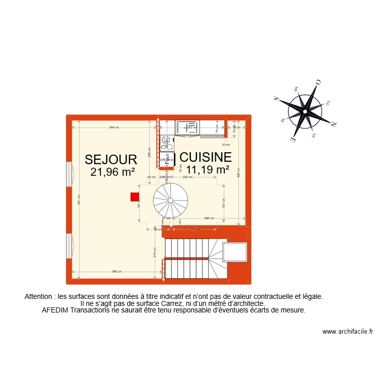 BI 8729 NIVEAU 2. Plan de 6 pièces et 42 m2