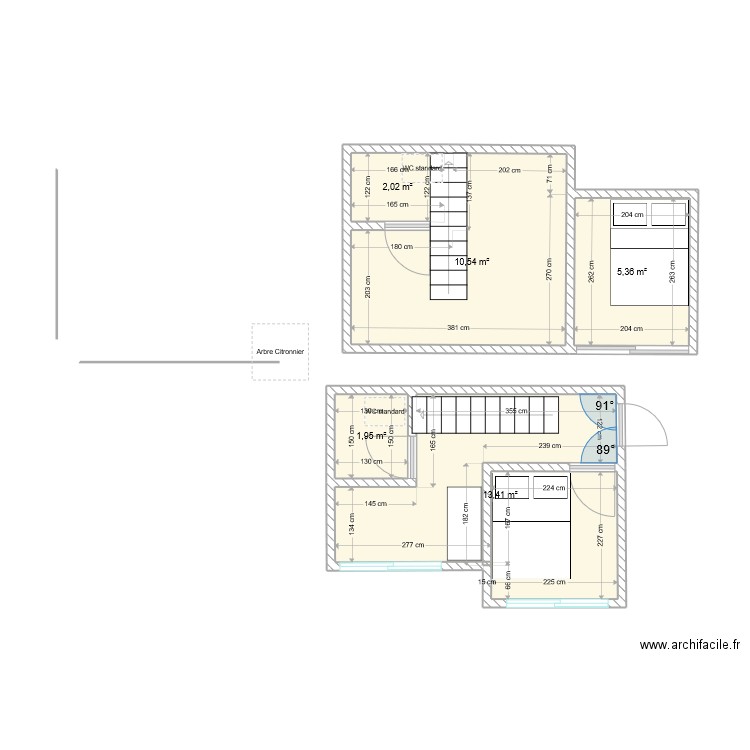 Chriss Bungaloz. Plan de 5 pièces et 33 m2